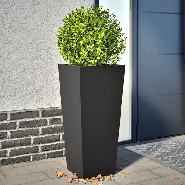vidaXL Plantekasser 2 stk svart 35x35x75 cm st&aring;l