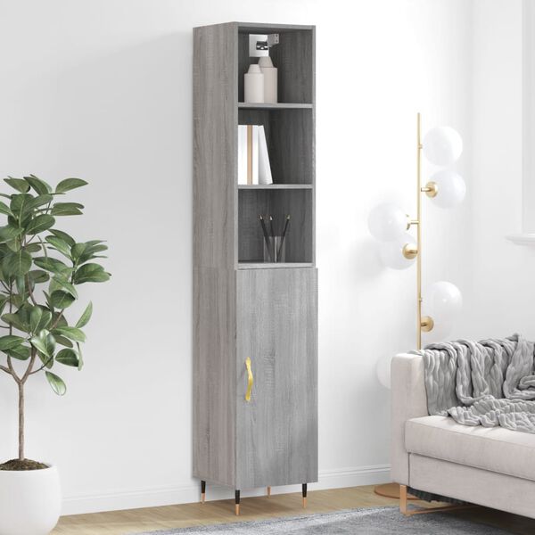 vidaXL Highboard gr&aring; sonoma 34,5x34x180 cm konstruert tre
