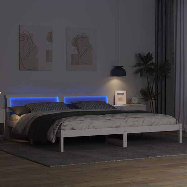 vidaXL Sengestamme med hodegjerde Hvit 180 x 200 cm Massiv furu