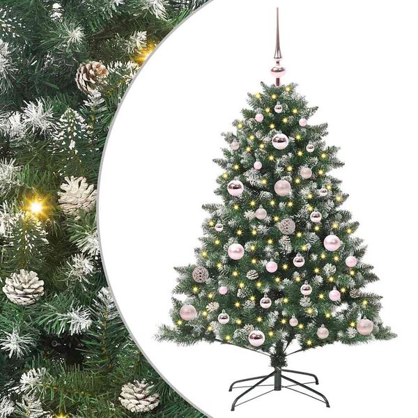 vidaXL Kunstig juletre med 150 LED gr&oslash;nn 120 cm PVC og plast og st&aring;l