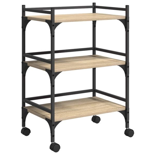 vidaXL Kj&oslash;kkenvogn Sonoma eik 50 x 35 x 75,5 cm Konstruert tre