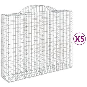 vidaXL Gabionkurver buede 5 stk 200x50x160/180 cm galvanisert jern