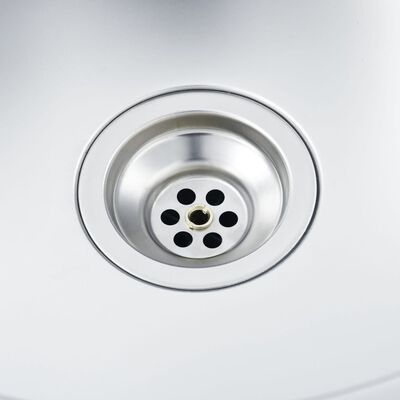 vidaXL Kjøkkenvask med avløpssett sølv 800x500x155 mm rustfritt stål