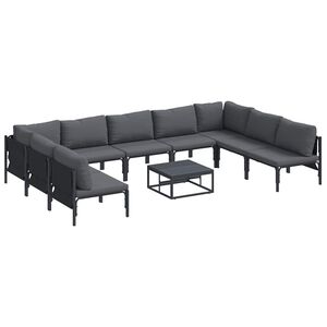 vidaXL Hagesofa Set med pute 10 pcs Svart Stål