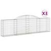 vidaXL Gabionkurver buede 3 stk 300x30x80/100 cm galvanisert jern