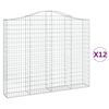 vidaXL Gabionkurver buede 12 stk 200x30x160/180 cm galvanisert jern