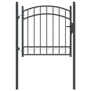 vidaXL Gjerdeport EMMEN 100 x 100 cm Pulverlakkert st&aring;l Gr&aring; L&aring;sbar