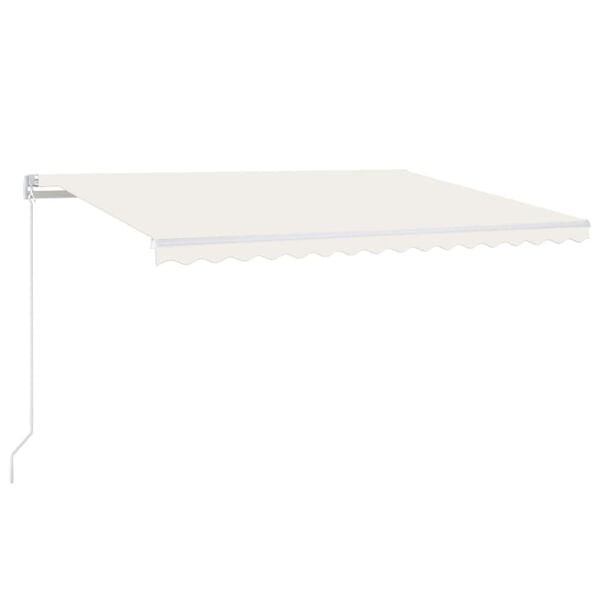 vidaXL Manuell uttrekkbar markise med LED 450x300 cm kremhvit