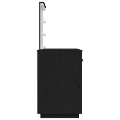 vidaXL Sminkebord med LED svart 95x50x133,5 cm heltre furu