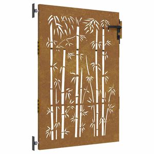 vidaXL Hageport 85x150 cm cortenst&aring;l bambusdesign