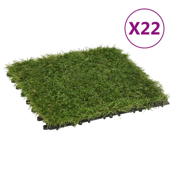 vidaXL Kunstige gressmatter 22 stk gr&oslash;nn 30x30 cm