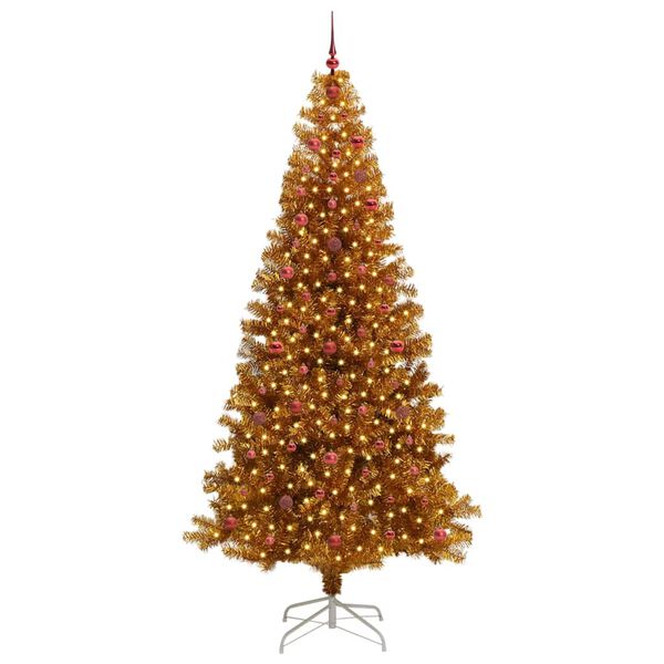 vidaXL Juletre med 300 LED med stativ Gull 240 cm PET
