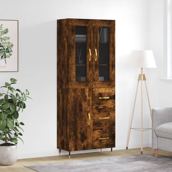 vidaXL Highboard r&oslash;kt eik 69,5x34x180 cm konstruert tre