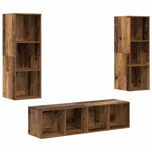 vidaXL TV-benksett Veggmontert 3 pcs Gamle tre Konstruert tre