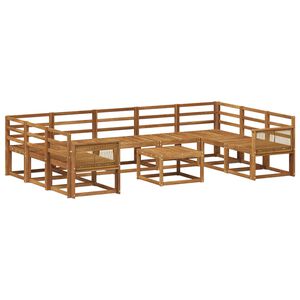 vidaXL Utend&oslash;rs sofa-sett 10 pcs Naturlig Solid akasietre