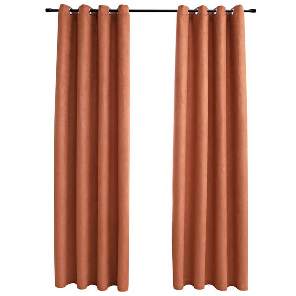 vidaXL Lystette gardiner med metallringer 2 stk rust 140x245 cm