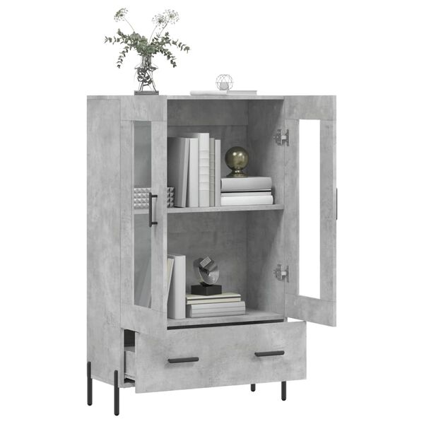 vidaXL Highboard betonggr&aring; 69,5x31x115 cm konstruert tre