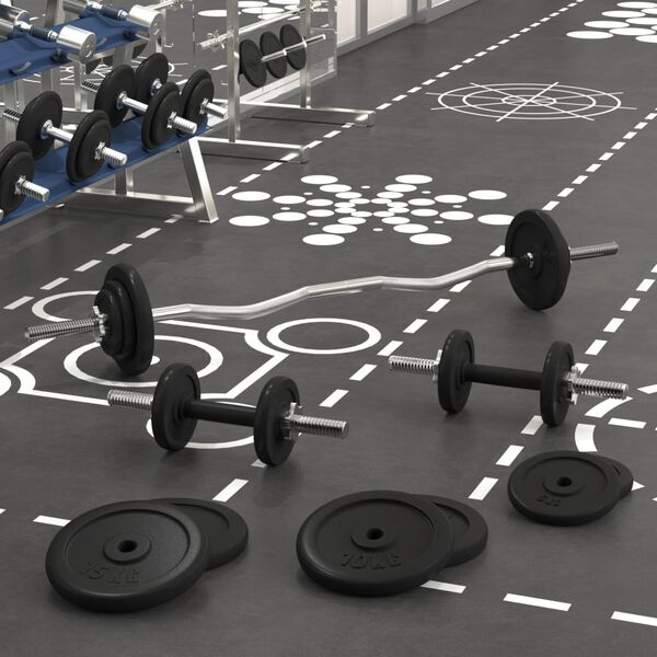 vidaXL Vektstang og manual med skiver 90 kg st&oslash;pejern