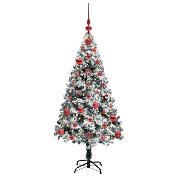 vidaXL Kunstig juletre med 150 LED Hvit 120 cm PVC og St&aring;l og Plast