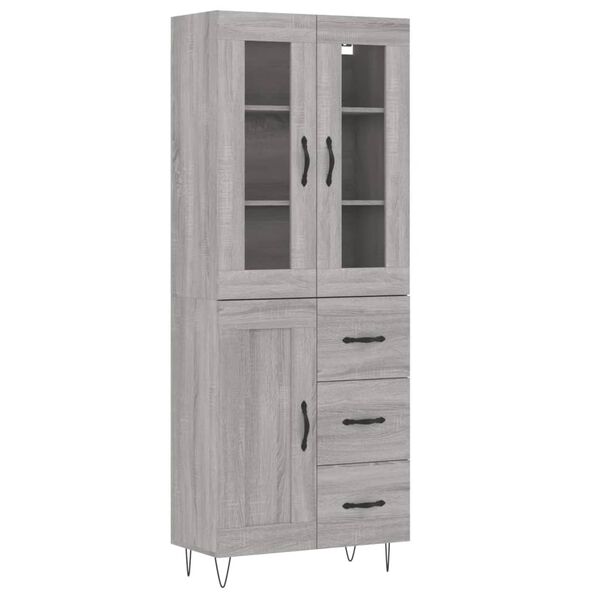 vidaXL Highboard gr&aring; sonoma 69,5x34x180 cm konstruert tre