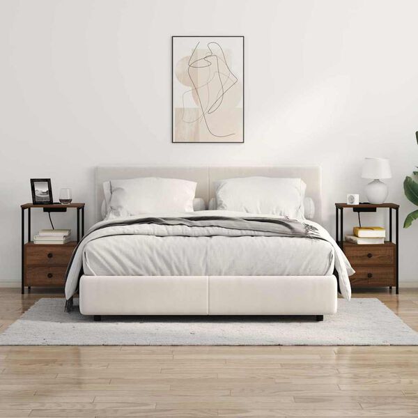 vidaXL Nattbordskap med skuff Brun Eik 40 x 31 x 60 cm Konstruert tre