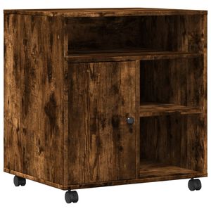 vidaXL Skriverstativ med hjul r&oslash;kt eik 60x50x67 cm