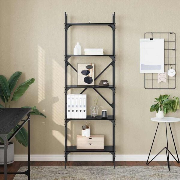 vidaXL Bokhylle Svart Eik 56 x 32 x 174 cm Konstruert tre