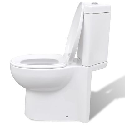 vidaXL Keramisk toalett for bad rundt toalett hvit
