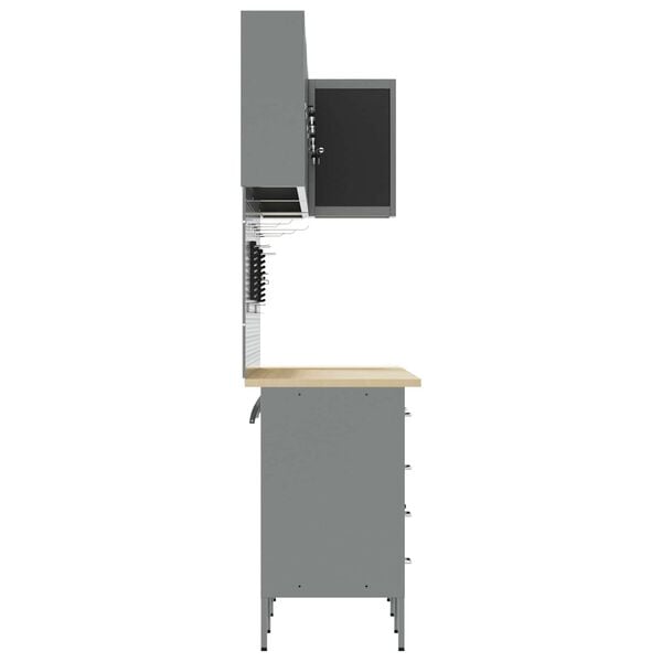 vidaXL Sett med arbeidskabinetter med skuff 12 pcs Svart og Gr&aring;