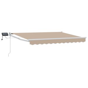vidaXL Manuell utvidbar markise med LED-lamper Beige og Hvit 2,5 x 2 m