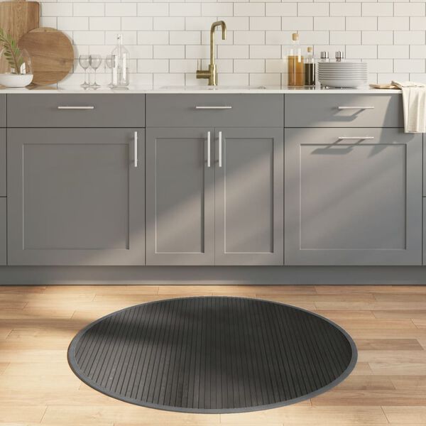 vidaXL Teppe rund grå 100 cm bambus