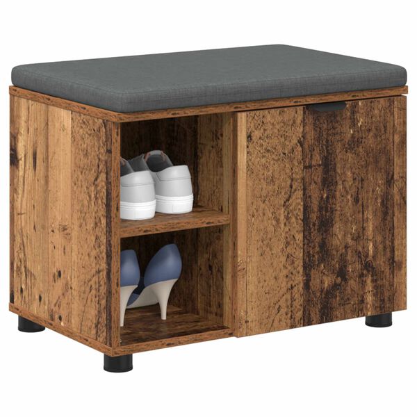 vidaXL Gangbenk med pute Ensfarget Gammelt tre 60 x 38 x 46 cm