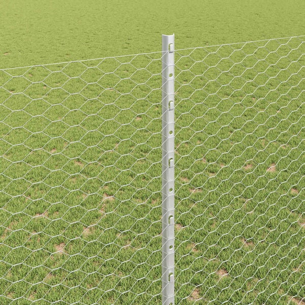 vidaXL Gjerde og Støtte sølv 1,5 x 10 m Stål