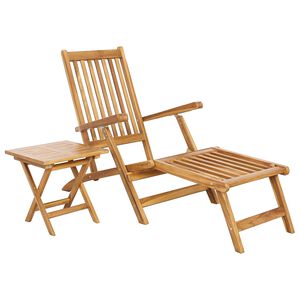 vidaXL Sammenleggbart dekkstol med bord Naturlig Massivt Teaktre