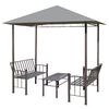 vidaXL Hagepaviljong med bord og benker 2,5x1,5x2,4 m antrasitt