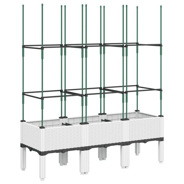 vidaXL Plantekasse med espalier hvit 120x40x142,5 cm PP