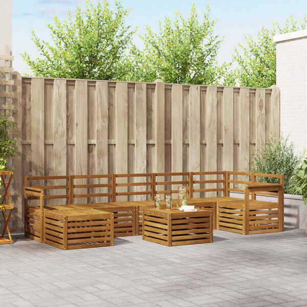 vidaXL Sofasett 8 pcs Naturlig Solid akasietre