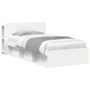 vidaXL Sengeramme med oppbevaring Hvit 100 x 200 cm Konstruert tre