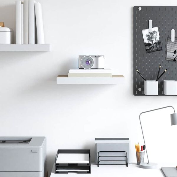 vidaXL Flytende vegghylle eik og hvit 40x23x3,8 cm MDF