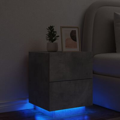 vidaXL Nattbord med LED betonggrå konstruert tre