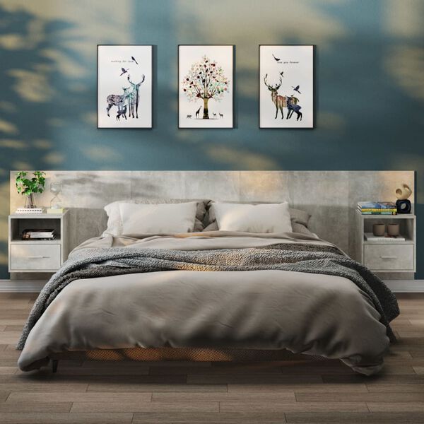 vidaXL Veggmonterte nattbord 2 stk betonggr&aring;