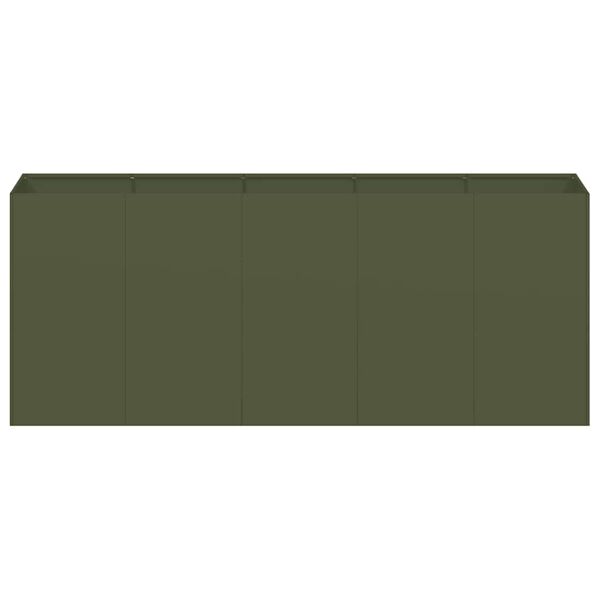 vidaXL Plantekasse olivengr&oslash;nn 200x40x80 cm kaldvalset st&aring;l