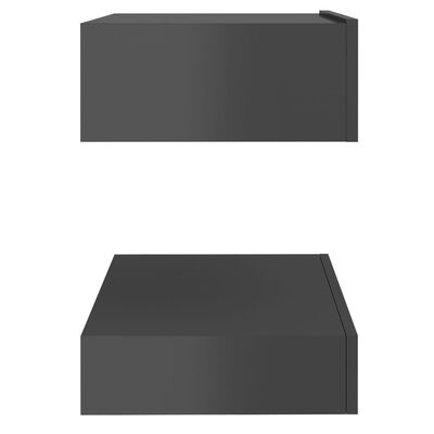 vidaXL Nattbord 2 stk høyglans grå 60x35 cm sponplate