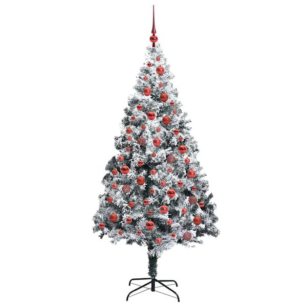 vidaXL Kunstig juletre med 300 LED Hvit 180 cm PVC og St&aring;l og Plast