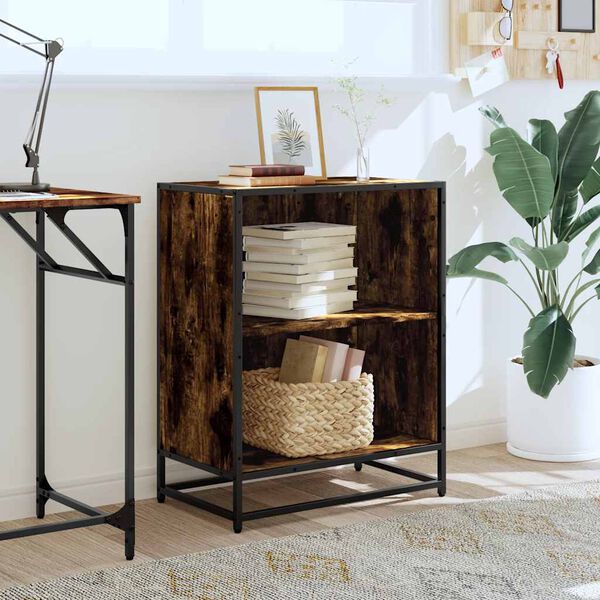 vidaXL Bokhylle røkt eik 60x35x76 cm konstruert tre