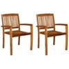 vidaXL Stablebare spisestoler til hage 2 stk heltre teak