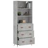 vidaXL Highboard betonggr&aring; 69,5x34x180 cm konstruert tre