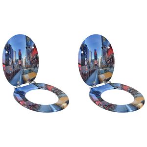 vidaXL Toalettsete 2 pcs Flerfarget 44 x 38 cm MDF-plater