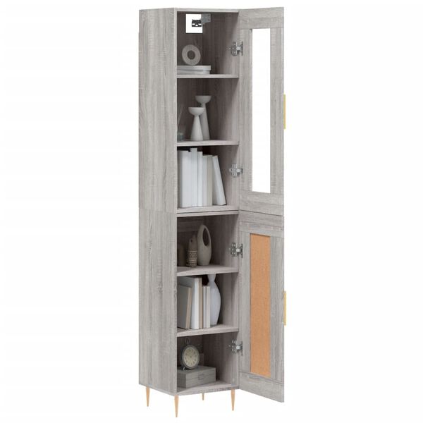 vidaXL Highboard gr&aring; sonoma 34,5x34x180 cm konstruert tre