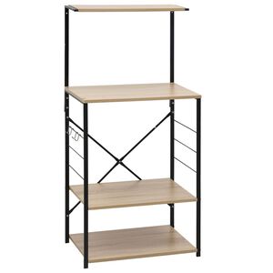 vidaXL Hylle til mikrob&oslash;lgeovn svart eik 60x39,6x123 cm konstruert tre